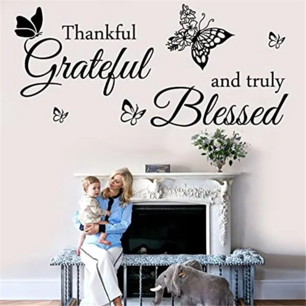 Inspirational Wall Decor Thankful Grateful Truly Blessed Vinyl Lettering Home